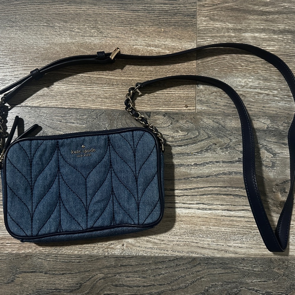 Kate Spade Denim Blue Quilted Crossbody Bag